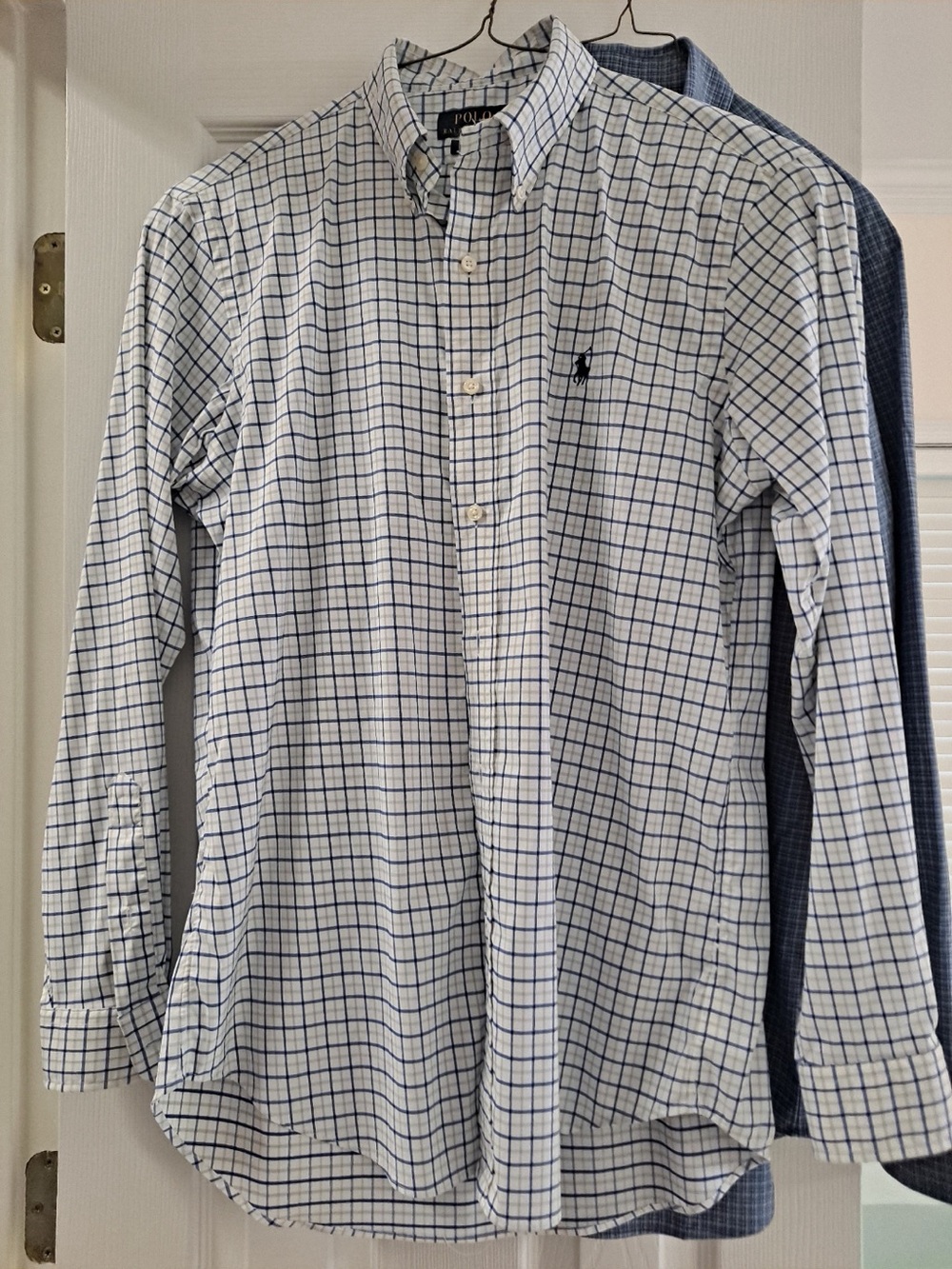 Ralph Lauren White Shirt with Blue Windowpane Check